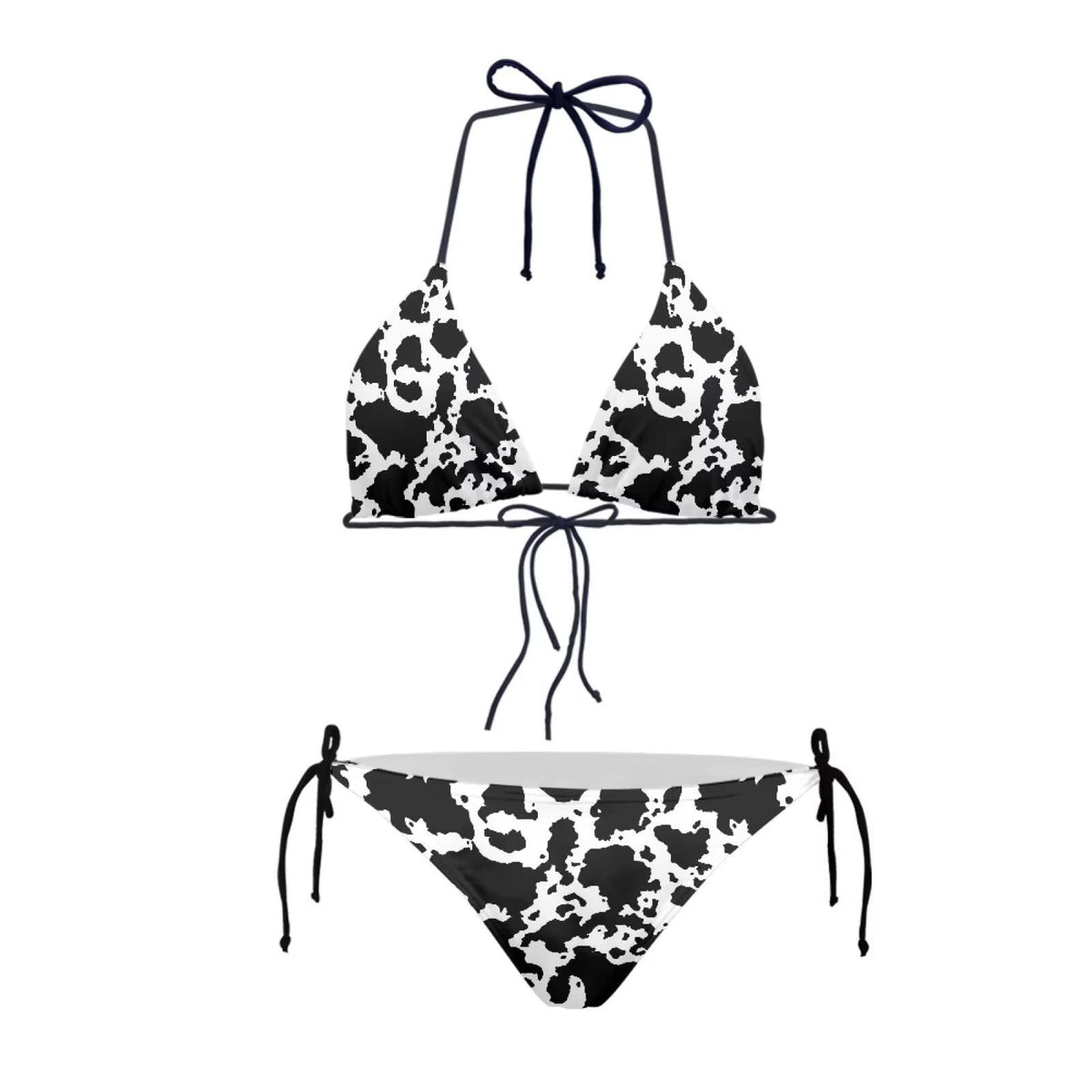 Ensemble bikini triangle femme échancré à nouer sur les côtés, 2 pièces